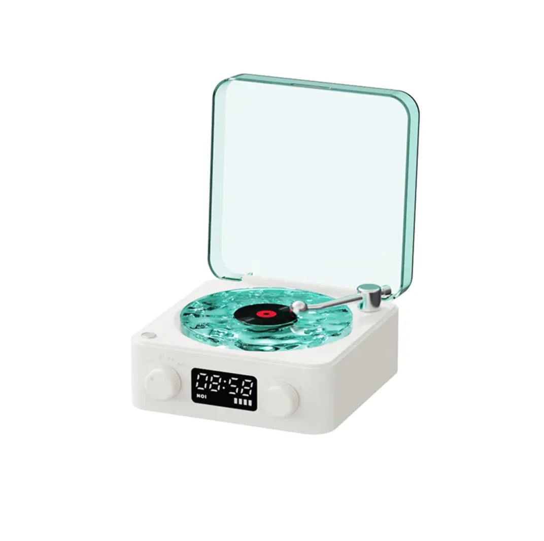 Retro Bluetooth Turntable Speaker with vintage record player design