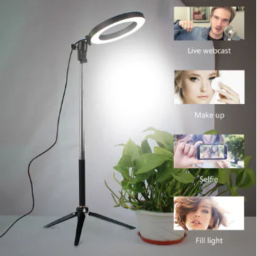 Adjustable LED ring light for selfies and video calls