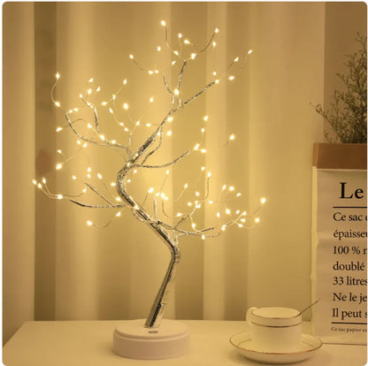 Starry sky LED copper wire tree lamp with warm decorative lighting