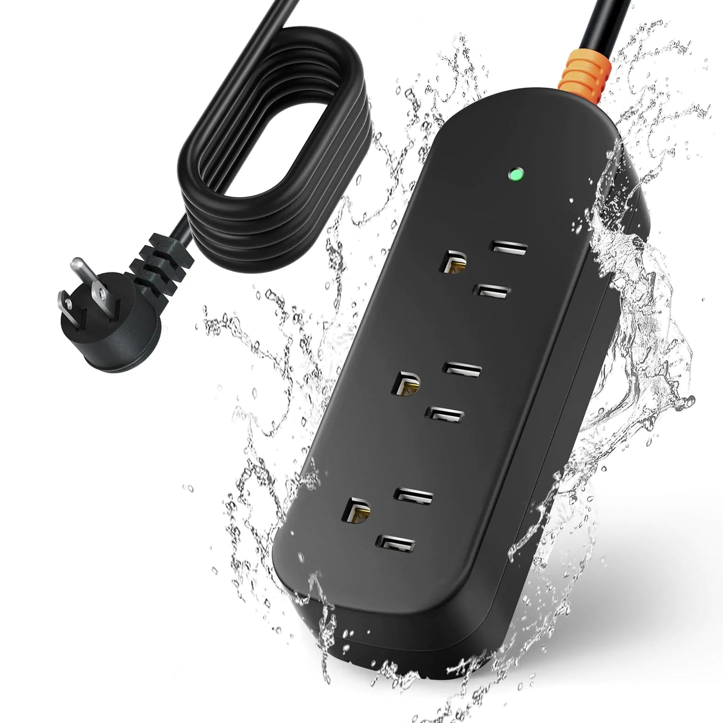 Outdoor waterproof extension cord powering garden equipment