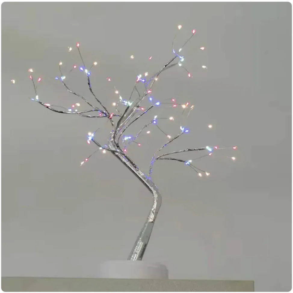 Starry sky LED copper wire tree lamp with warm decorative lighting